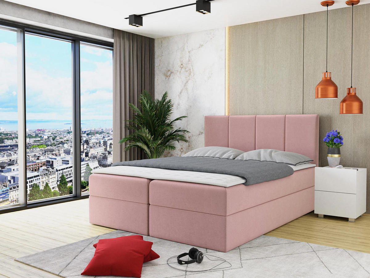 BOXBETT Rebos - H3 - Rosa, Holz/Textil (140/200cm) - MIRJAN24