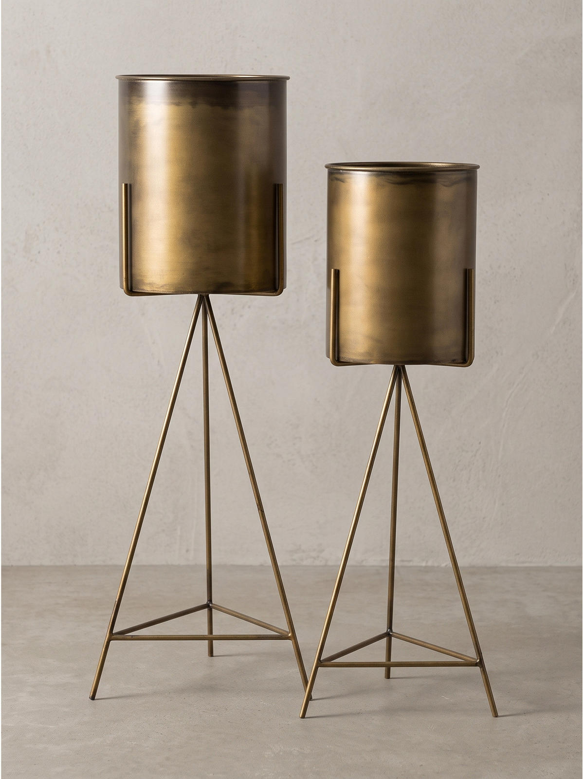 PFLANZENSTÄNDER 2er-Set PONZA, Eisen, Gold, Ø 32 x 89 cm - Goldfarben, Metall (32/89/32cm) - KADIMA DESIGN