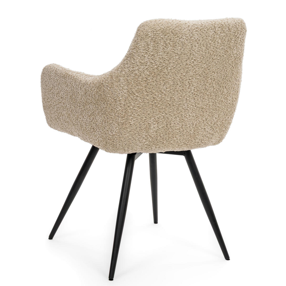 STUHL FANO drehbar gepolsterter mit Steppung - hellbeige - Boucle - Beige/Schwarz, Textil/Metall (58/83/59cm) - NEW HOME