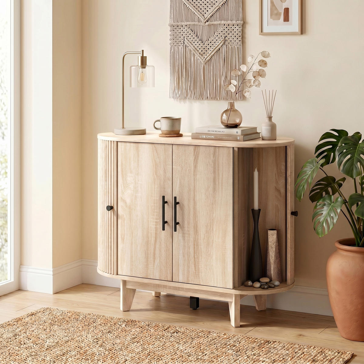 SIDEBOARD Eiche-Nachbildung, 4 Türen, 90/40/76 cm - Eichefarben, Holz (90/76/40cm) - PANGIVO