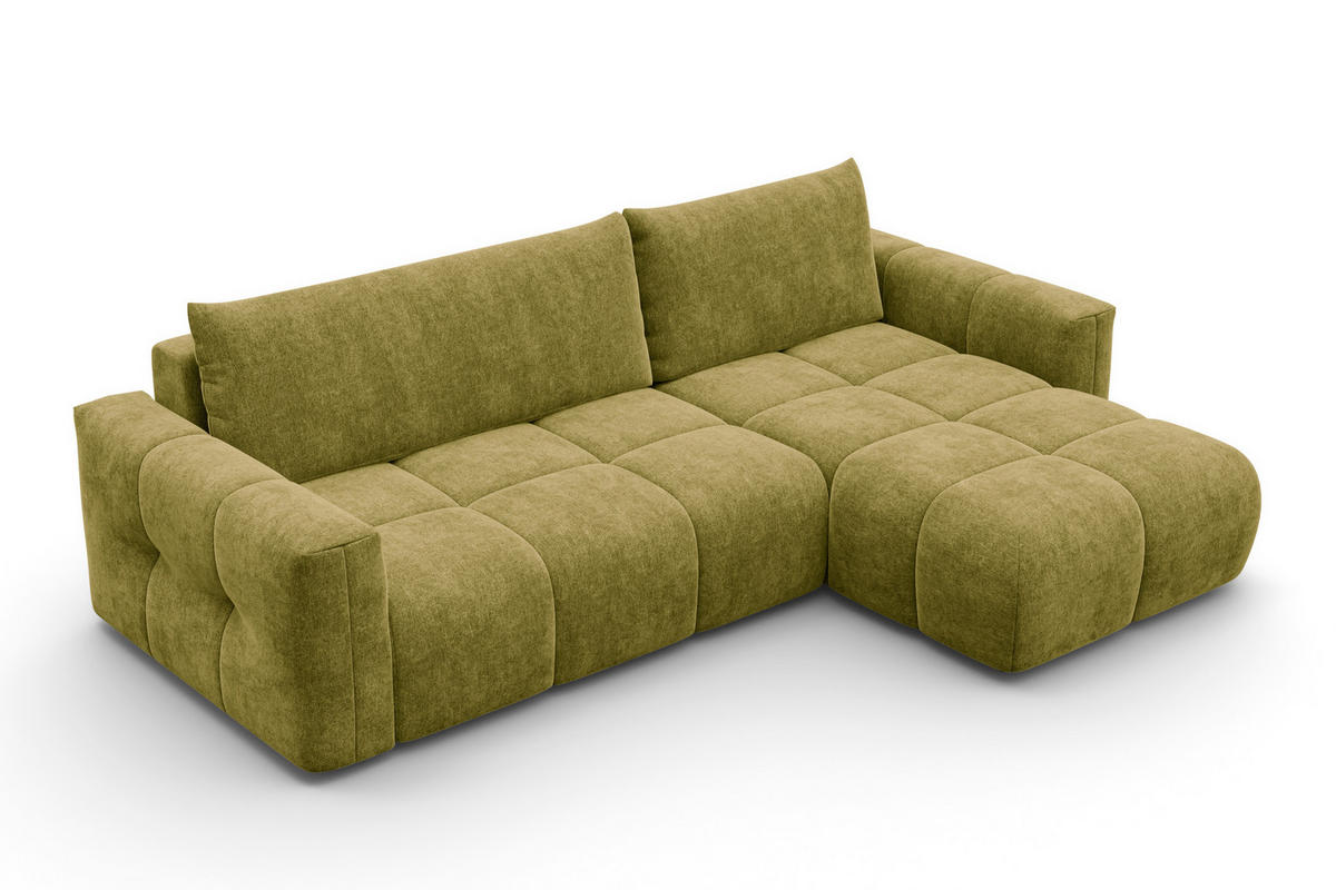 ECKSOFA VERONA 4-Sitzer rechts, Khaki - Schwarz/Grün, Holz/Textil (266/173cm) - Courtois Laville