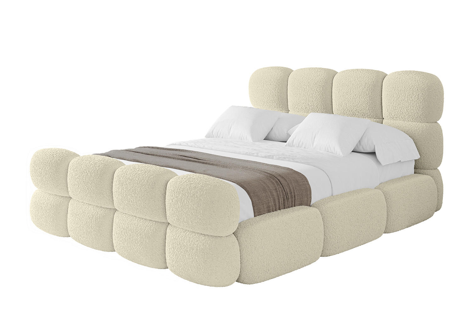 POLSTERBETT mit Bettkasten, Fußteil und Lattenrost, Boxbett ohne Matratze - NOMA-Z 200x200 Beige - Taupe, Holzwerkstoff/Textil (200/200cm) - ALTDECOR