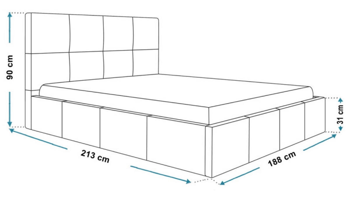 BETT Grau SIM 180x200 cm - Schwarz/Grau, Kunststoff/Textil (180/200cm) - Sepro Meble