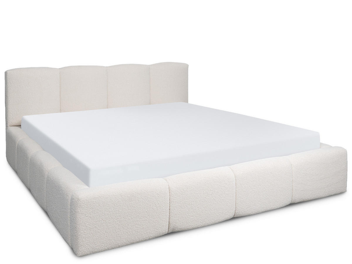 POLSTERBETT Amore Hellbeige 200/200 cm Boucle mit Bettkasten - Beige, Textil/Metall (200/200cm) - wonello