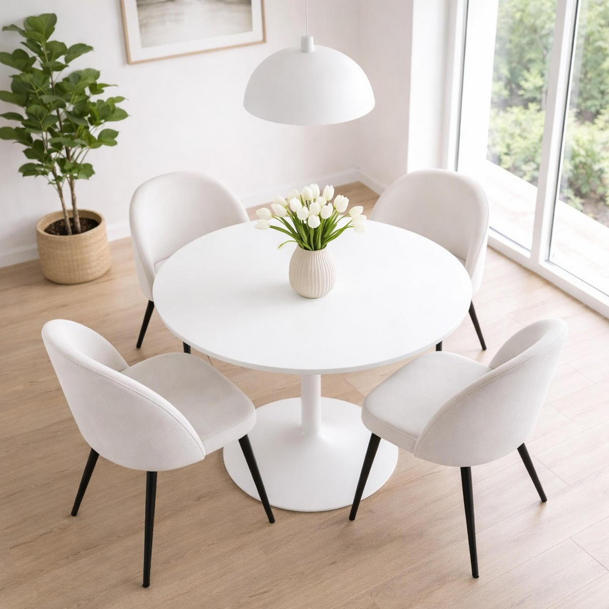 ESSGRUPPE 5-TLG. Carry Weiß - Weiß, Textil (110/74/110cm) - ebuy24