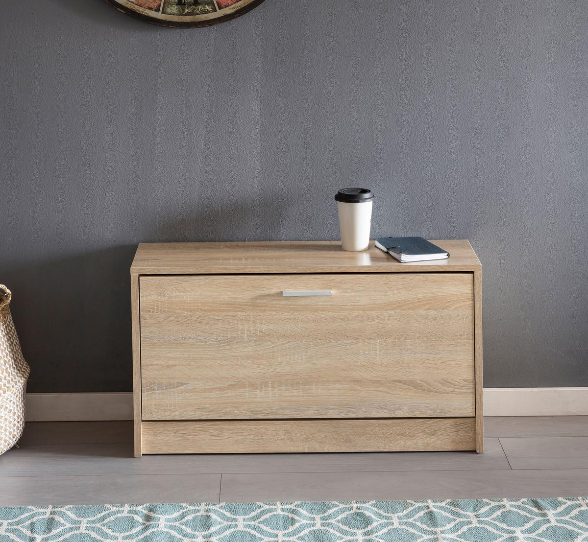 SCHUHKIPPER aus Holz in Beige mit Ablage und 1 Fach, 80x24x47 cm - Beige/Braun, Holz (80/47/24cm) - KADIMA DESIGN