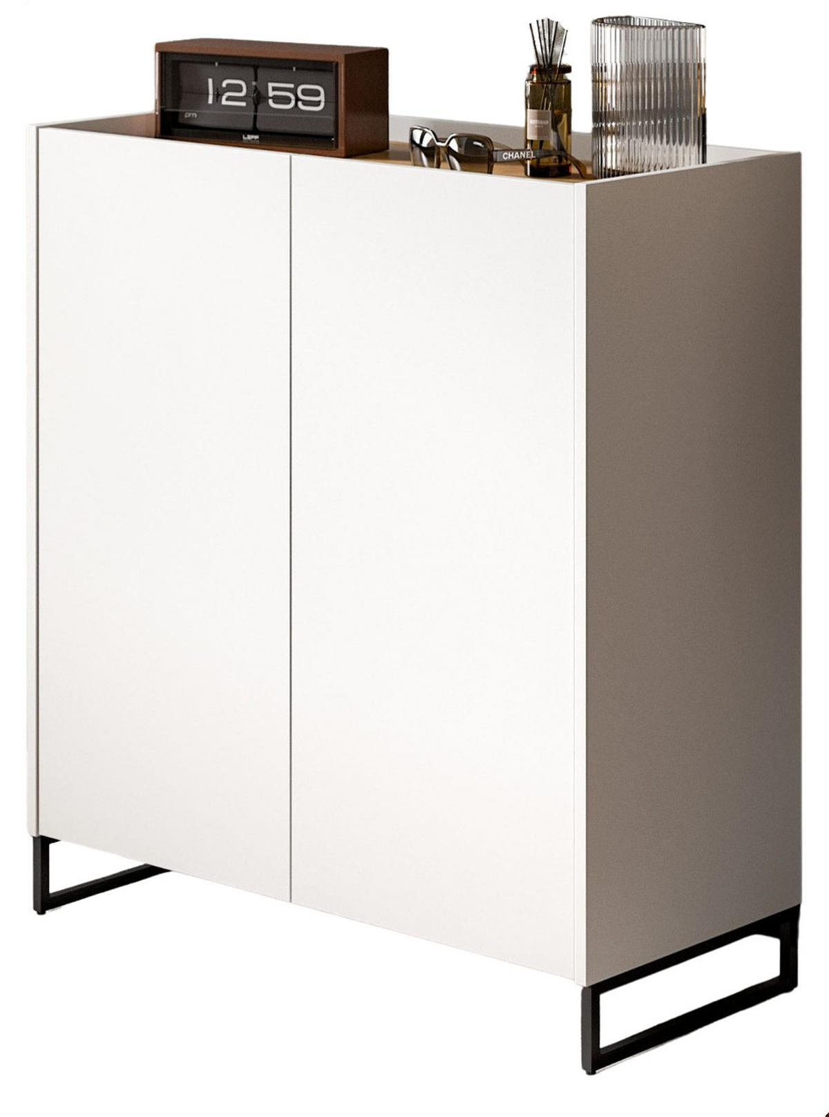 SCHUHSCHRANK weiß und Artisan Eiche, Schuhkommode 90 x 97 cm, Soft-Close - Schwarz/Weiß, Holzwerkstoff/Metall (90/97/38cm) - Inn.Furn