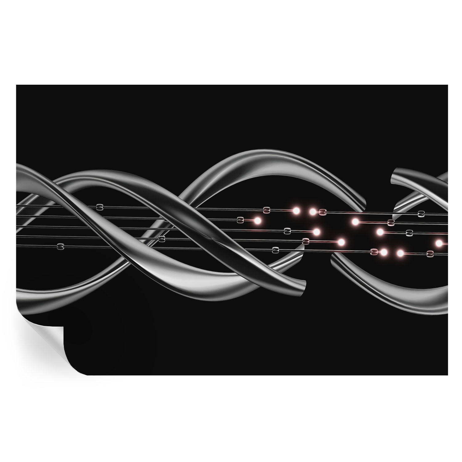 FOTOTAPETE 104x70 cm - Geflochtenes Muster - Schwarz, Textil (104/70cm) - Wallfluent