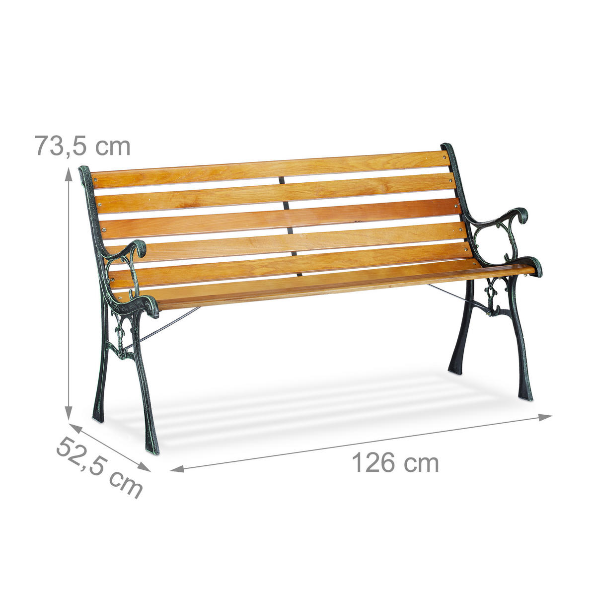 GARTENBANK - Braun, Holz/Metall (126/73.5/52.5cm) - Relaxdays