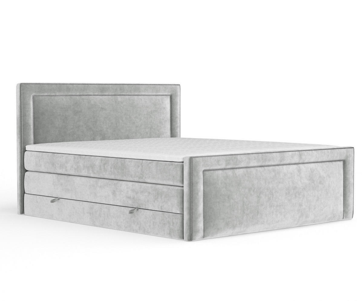 BOXSPRINGBETT Luxora Hellgrau 180/200 cm - Hellgrau/Schwarz, Holz/Holzwerkstoff (180/200cm) - Maison de Reve