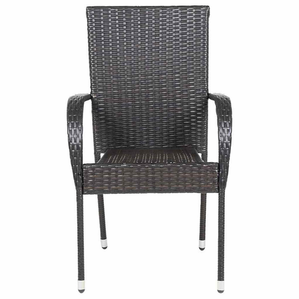 STAPELBARE Gartenstühle 6 Stk. Poly Rattan Braun - Braun, Holz (55.5/95/53.5cm) - furnicato