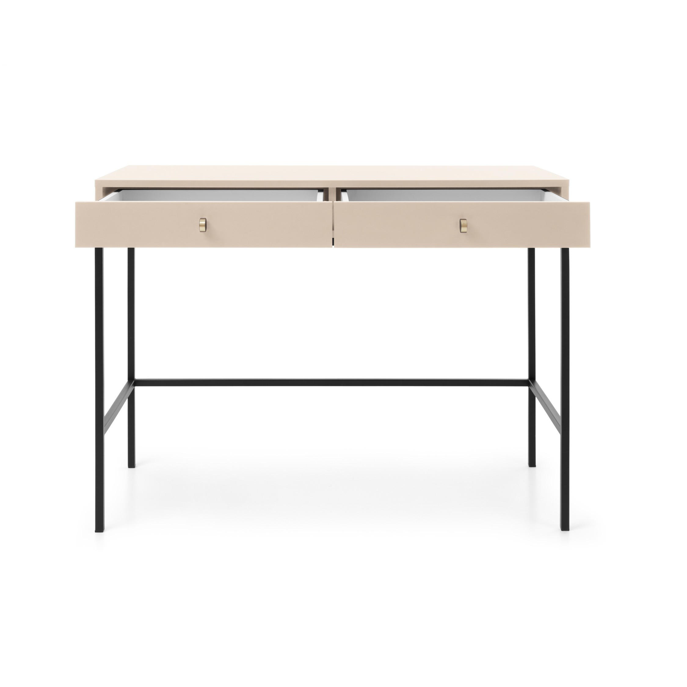 KONSOLENTISCH Molly Beige, Schwarze Beine, Schminktisch mit Schubladen - Beige/Schwarz, Holzwerkstoff/Metall (50/104/78cm) - Bettso