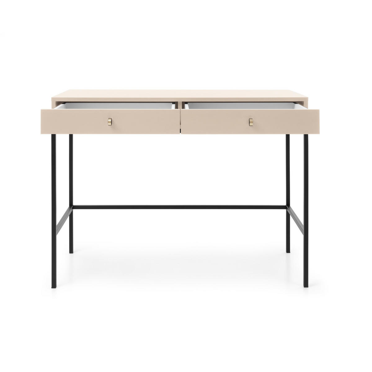 KONSOLENTISCH Molly Beige, Schwarze Beine, Schminktisch mit Schubladen - Beige/Schwarz, Holzwerkstoff/Metall (50/104/78cm) - Bettso