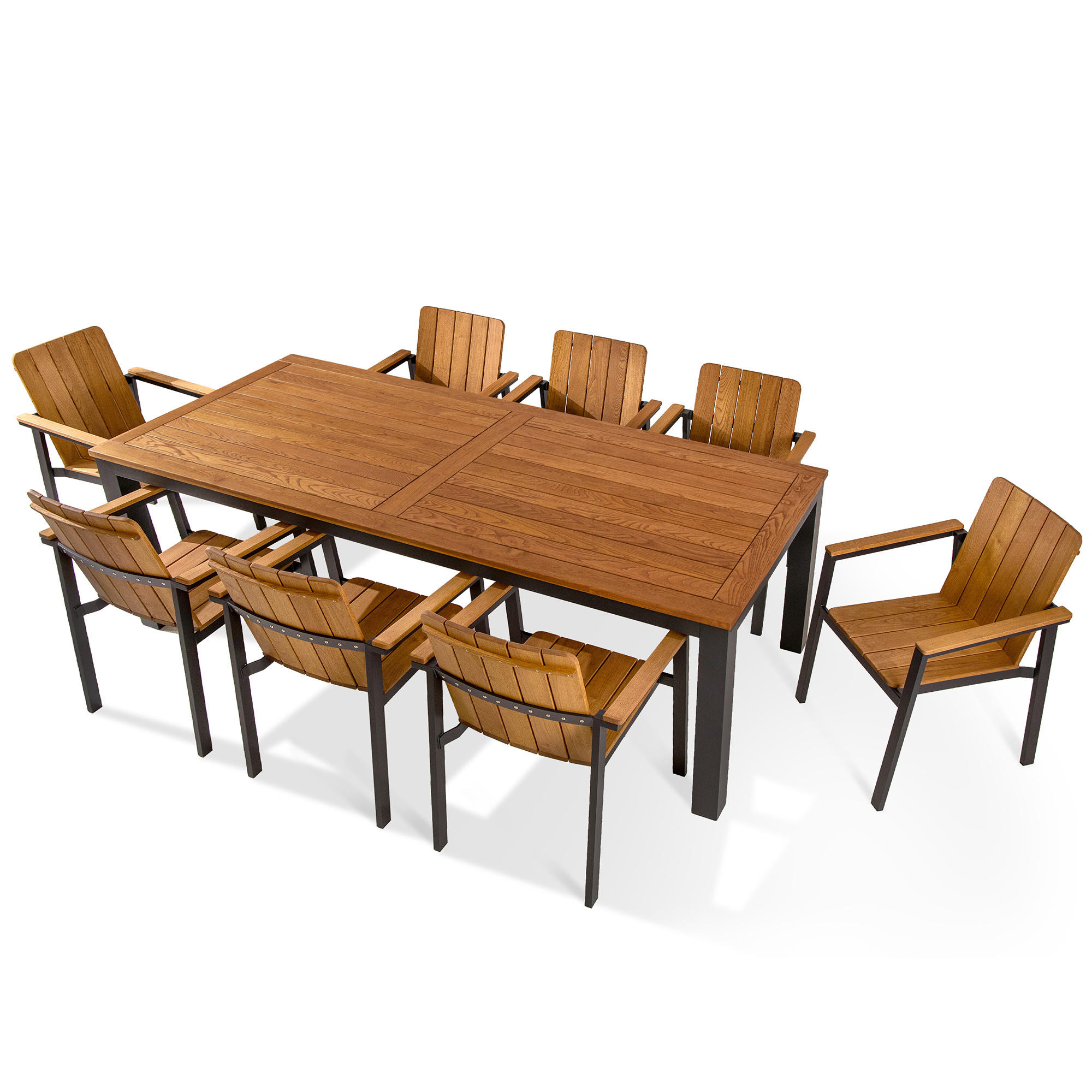 GARTEN ESSGRUPPE LENTI, Gartenmöbel-Set, 9-er Set - Anthrazit/Braun, Holz - KONSIMO®