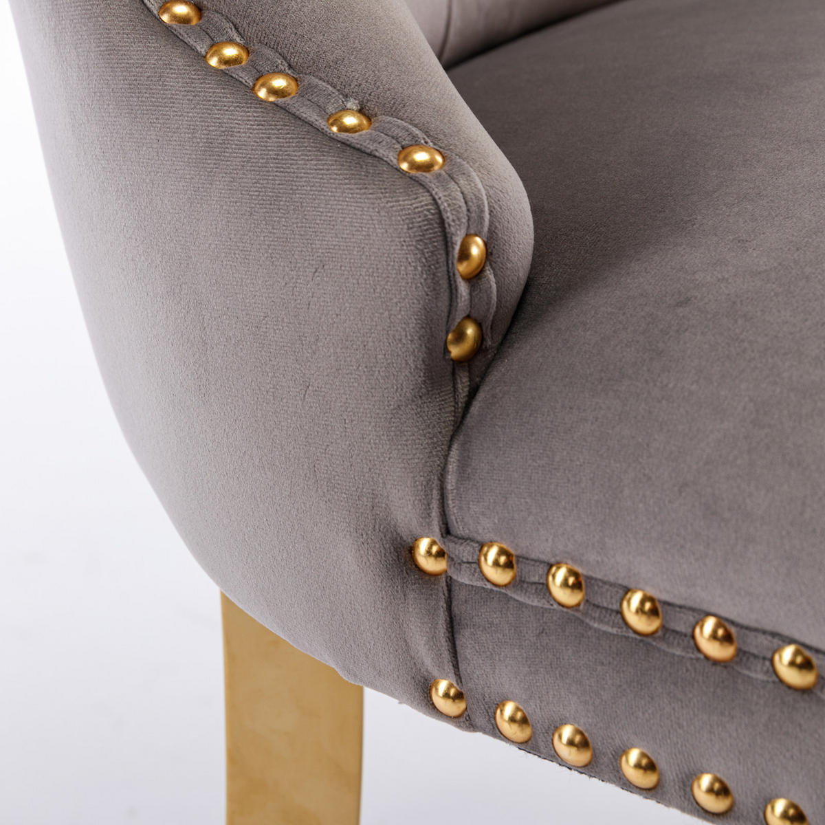 ESSZIMMERSTUHL 2er-Set aus Samt mit Goldbeinen, Grau/Gold - Grau, Textil (65/95/50cm)