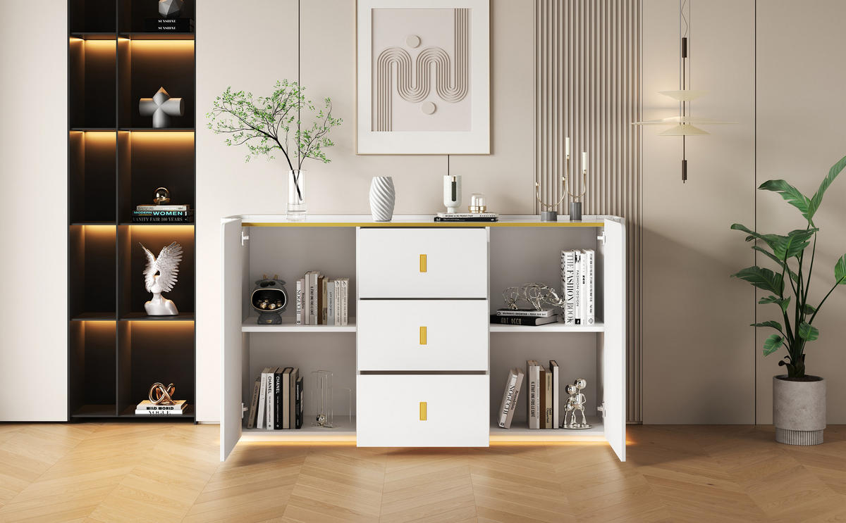 SIDEBOARD Weiß 150/35/80 cm - Weiß, Holzwerkstoff (35/80/150cm) - Urban Meuble