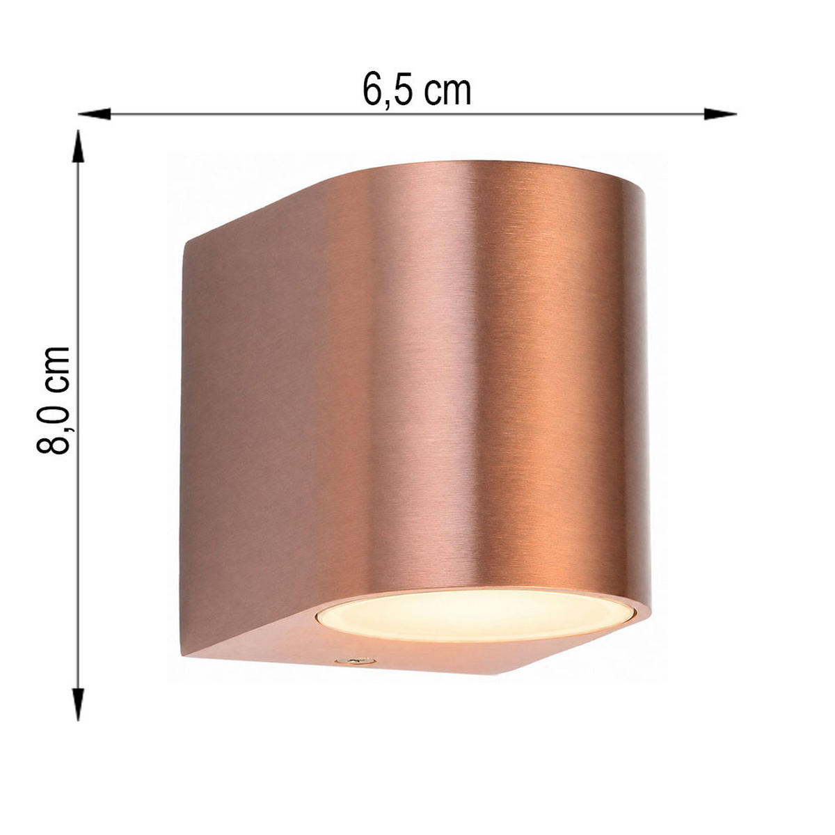 WANDLEUCHTE Down, Kupfer, Aluminium, außen - Kupferfarben, Metall (6.5/8/9.4cm)