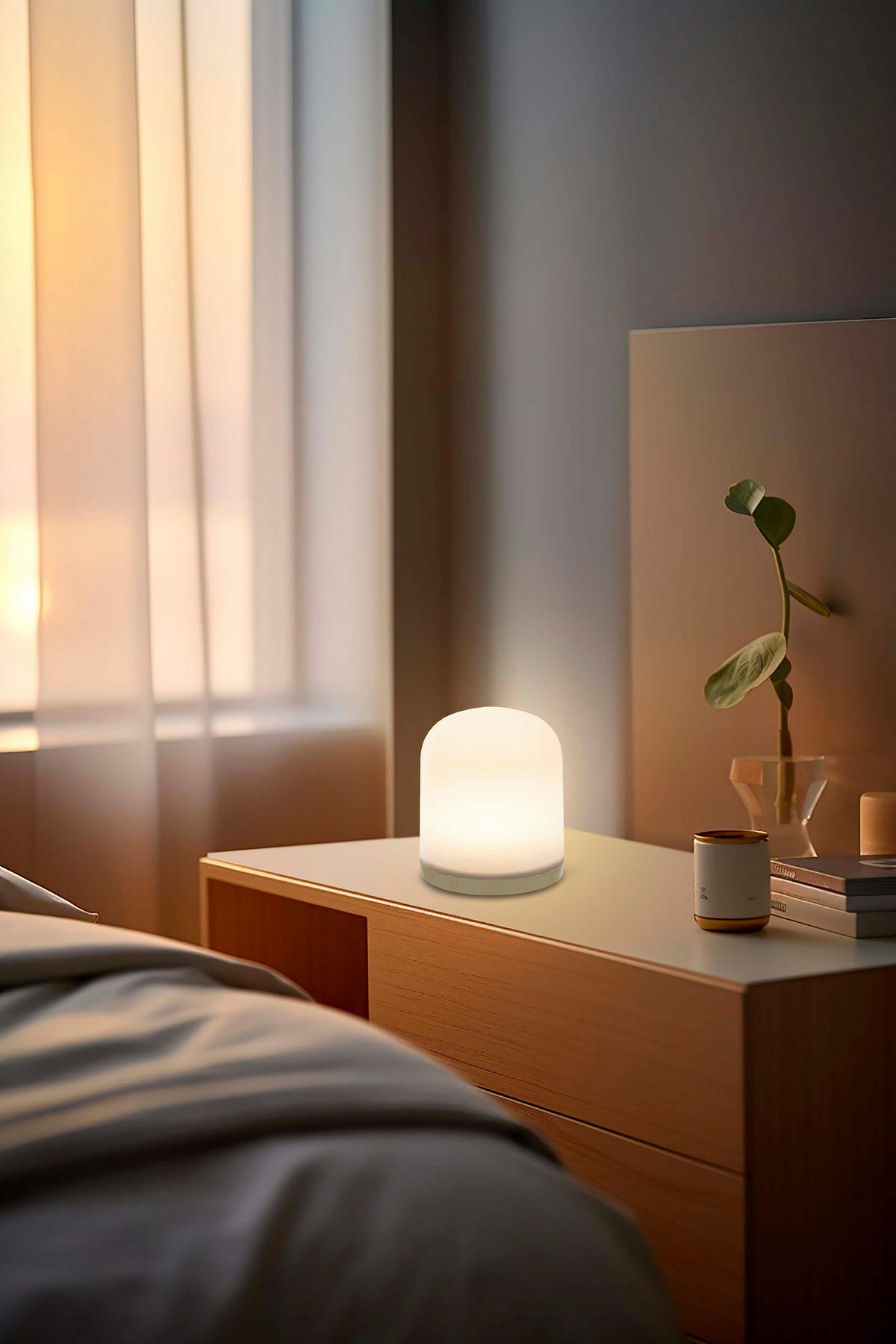 LED-LEUCHTE Dimmbar warmweiß batteriebetrieben mit Schlaufe IP44 3000K 80lm beige - Beige, Kunststoff (13/13/21cm) - Northpoint