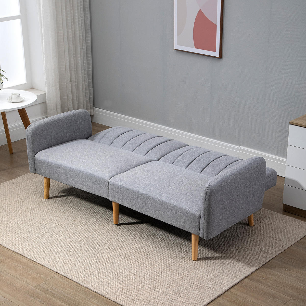 SCHLAFSOFA 2er-Sitz DE-14543 mit 3-fach verstellbarer Rückenlehne Grau - Hellgrau, Holzwerkstoff (173/73/75cm) - ComfortXL