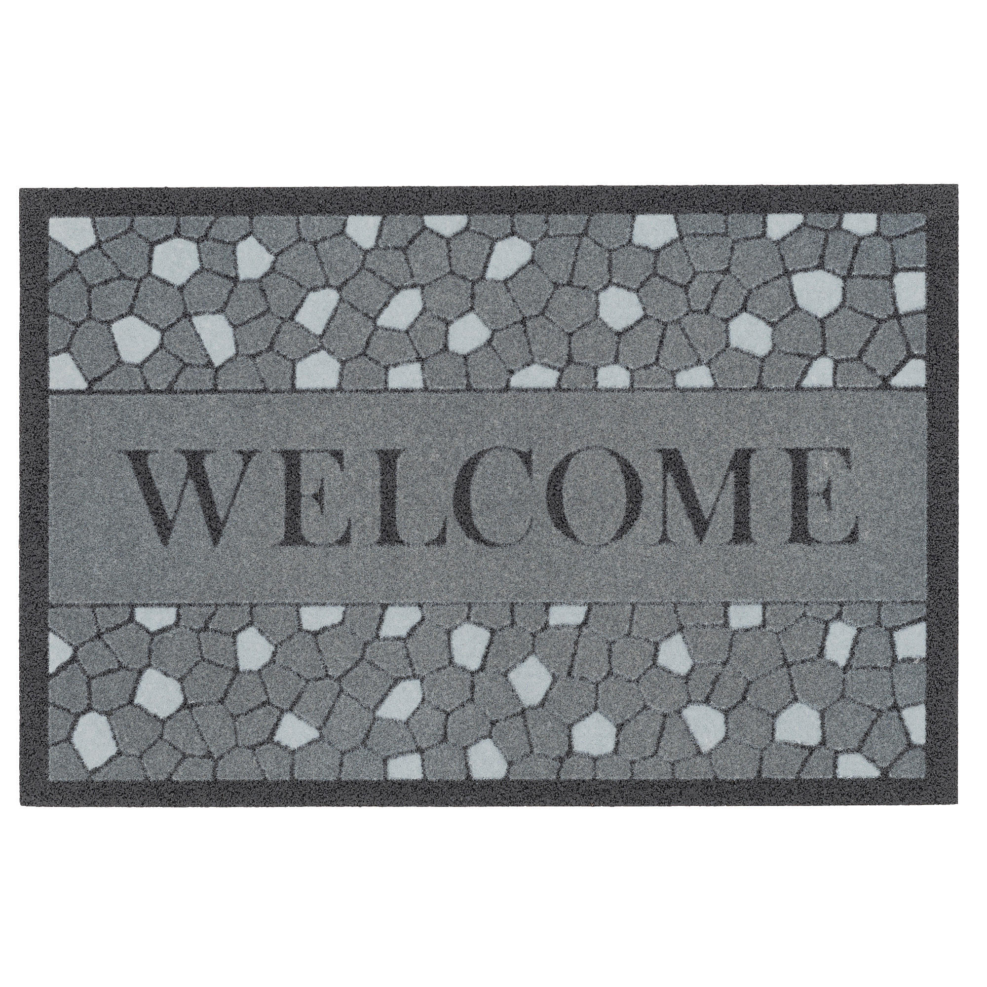IN & OUTDOOR FUSSMATTE RUBBER FLOCK WELCOME - Schwarz, Textil (50/80cm) - Pergamon