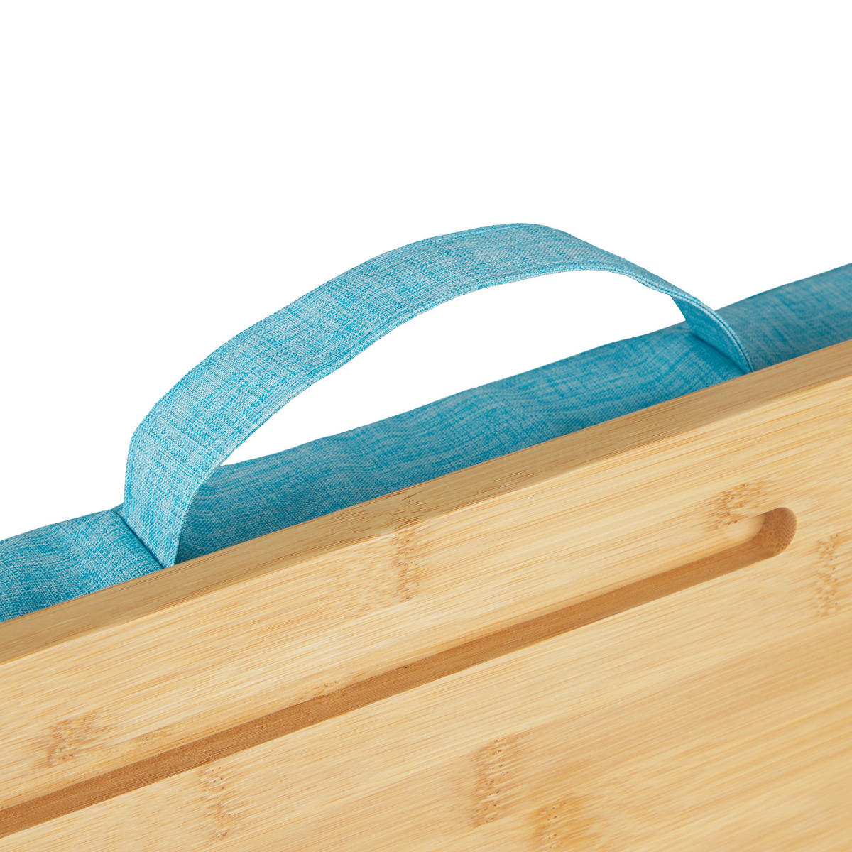 LAPTOPKISSEN Natur Blau Bambus 8x51x36 cm - Multicolor, Holz/Textil (36/51/8cm) - Relaxdays