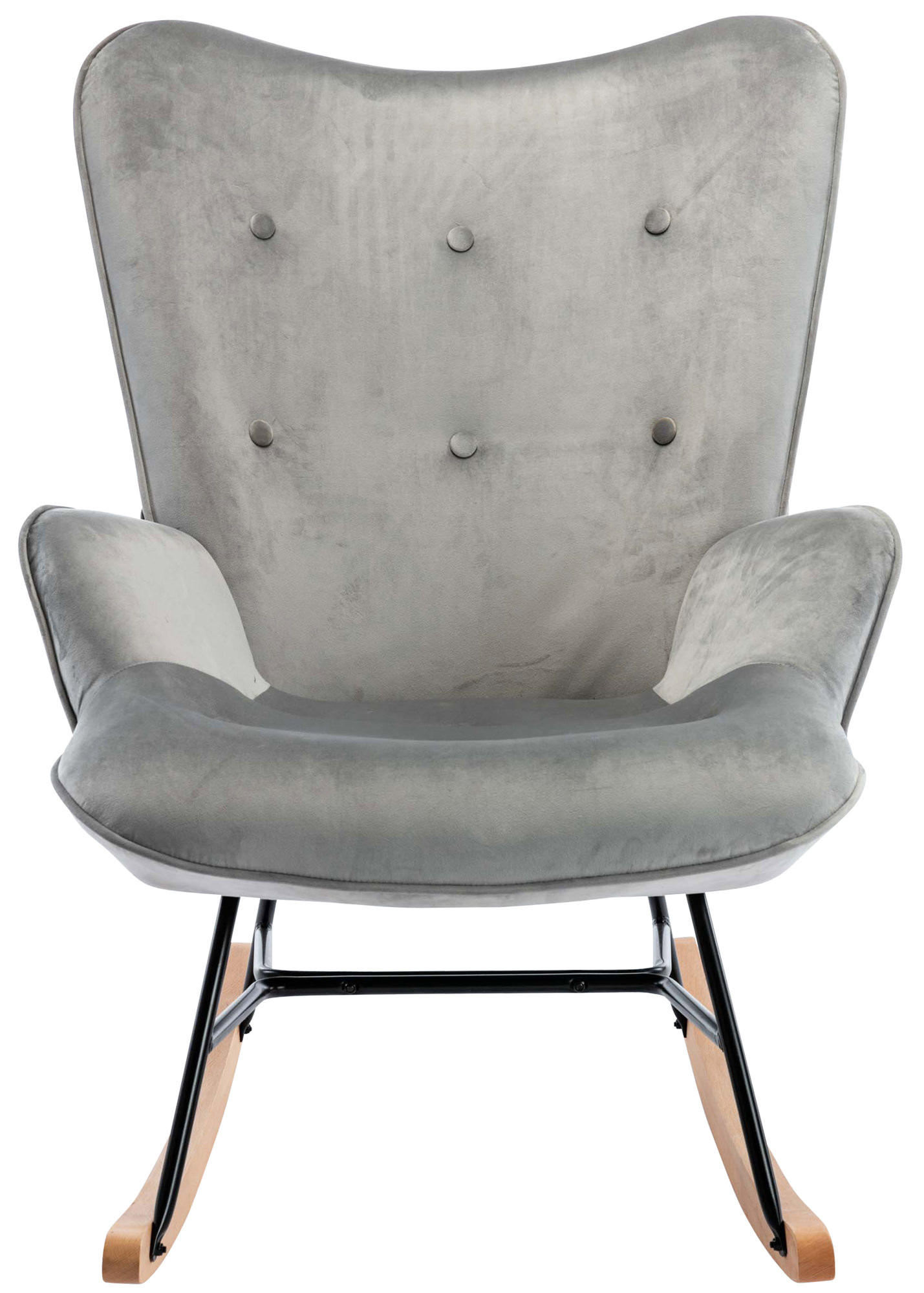 SCHAUKELSTUHL Sanna Samt, Gestell Buchenholz natur / Metall Schwarz Grau - Naturfarben/Grau, Holz/Textil (71/98/88cm) - TPFLiving