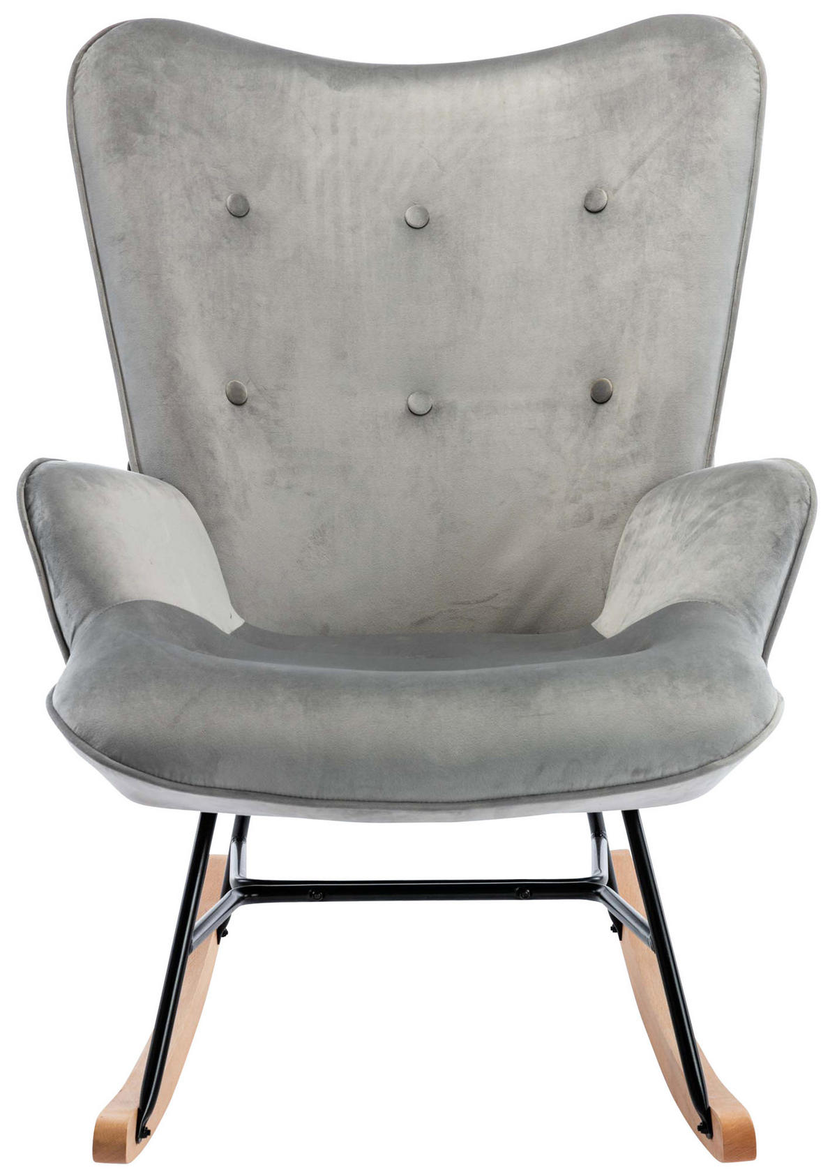 SCHAUKELSTUHL Sanna Samt, Gestell Buchenholz natur / Metall Schwarz Grau - Naturfarben/Grau, Holz/Textil (71/98/88cm) - TPFLiving