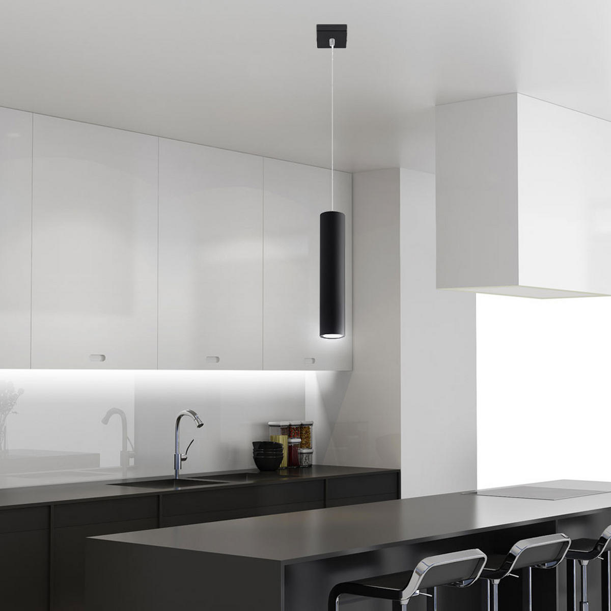 LED HÄNGELEUCHTE Stahl Schwarz - Schwarz, Metall (8/8/100cm)