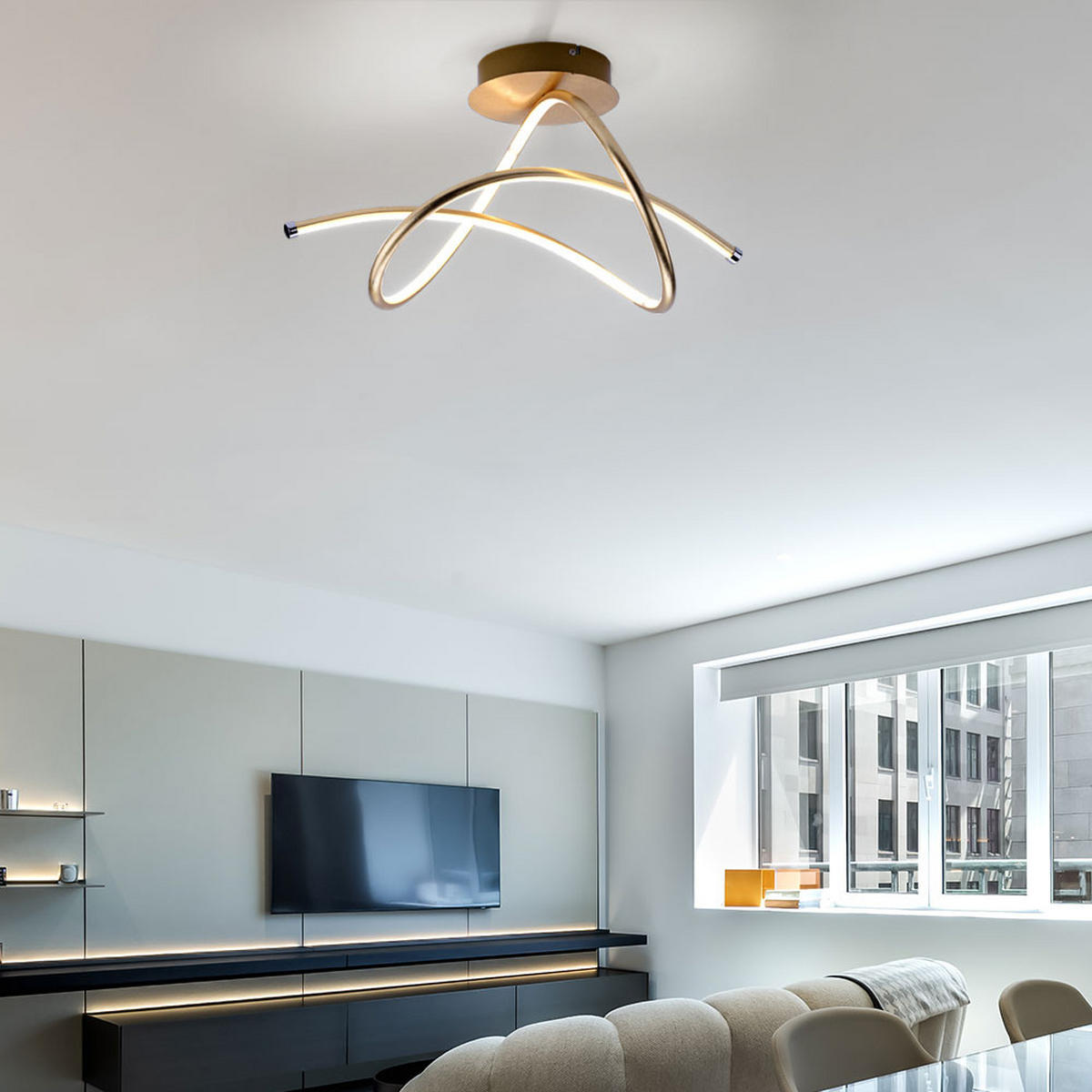 LED DECKENLEUCHTE Metall Gold - Goldfarben, Metall (51/27.7/30cm)