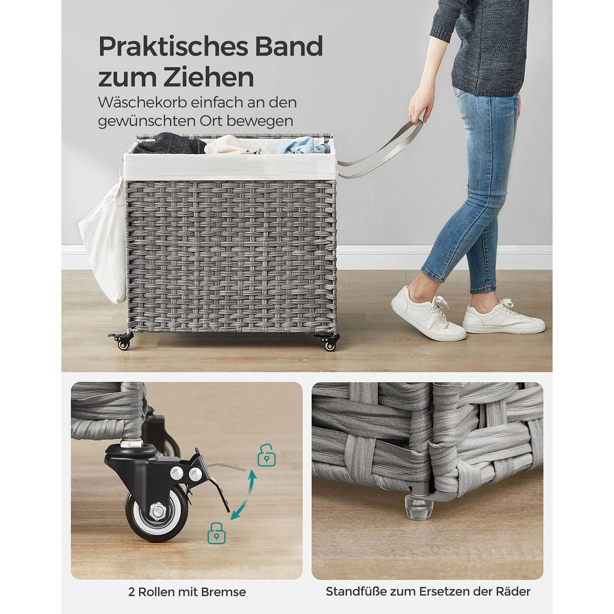 WÄSCHEKORB ANTANANARIVO - Grau, Kunststoff (36/66/70cm) - Hansiro