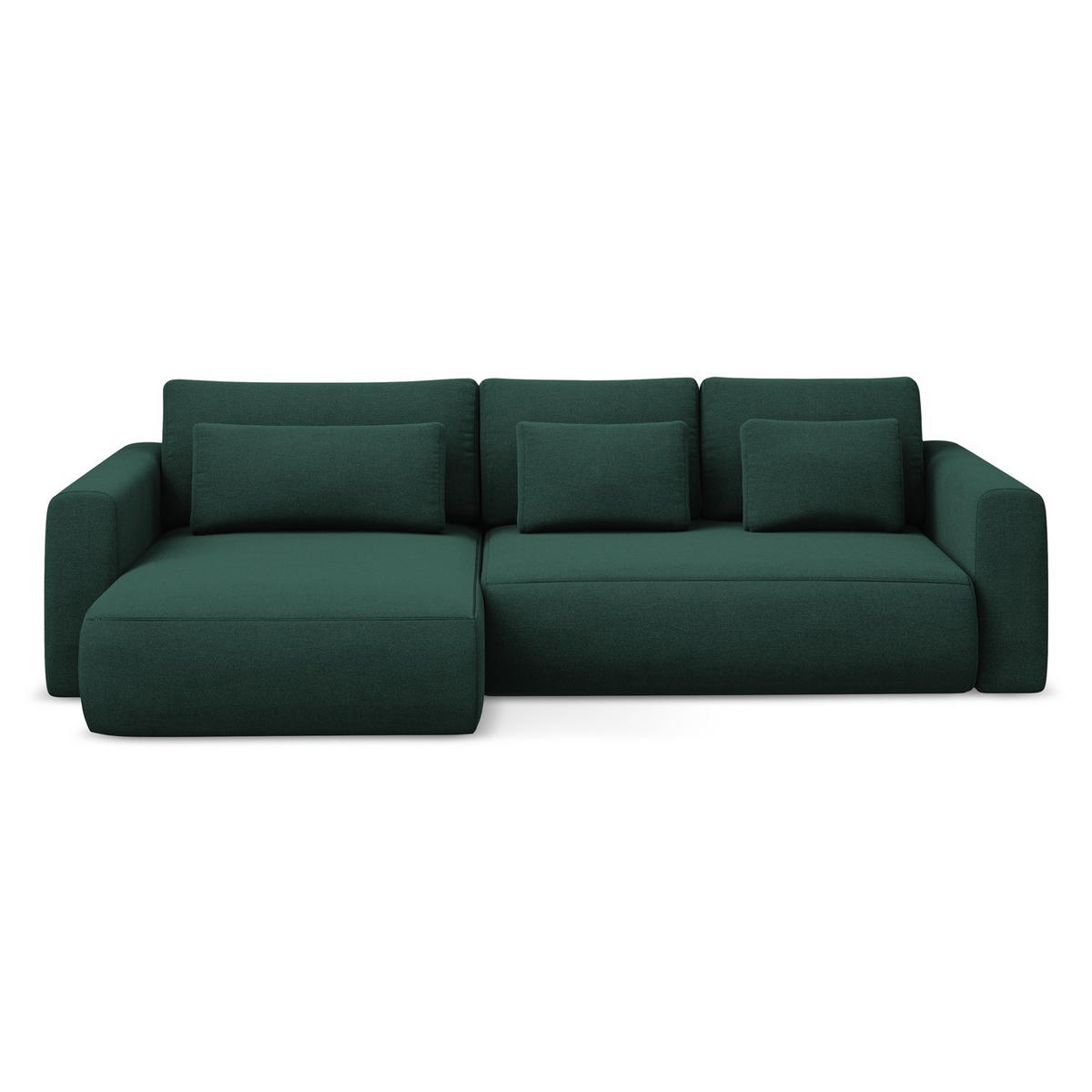 ECKSOFA mit Schlaffunktion Strukturstoff Stoff Grün - Dunkelgrün/Schwarz, Kunststoff/Textil (149/278cm) - LaMiaSofa