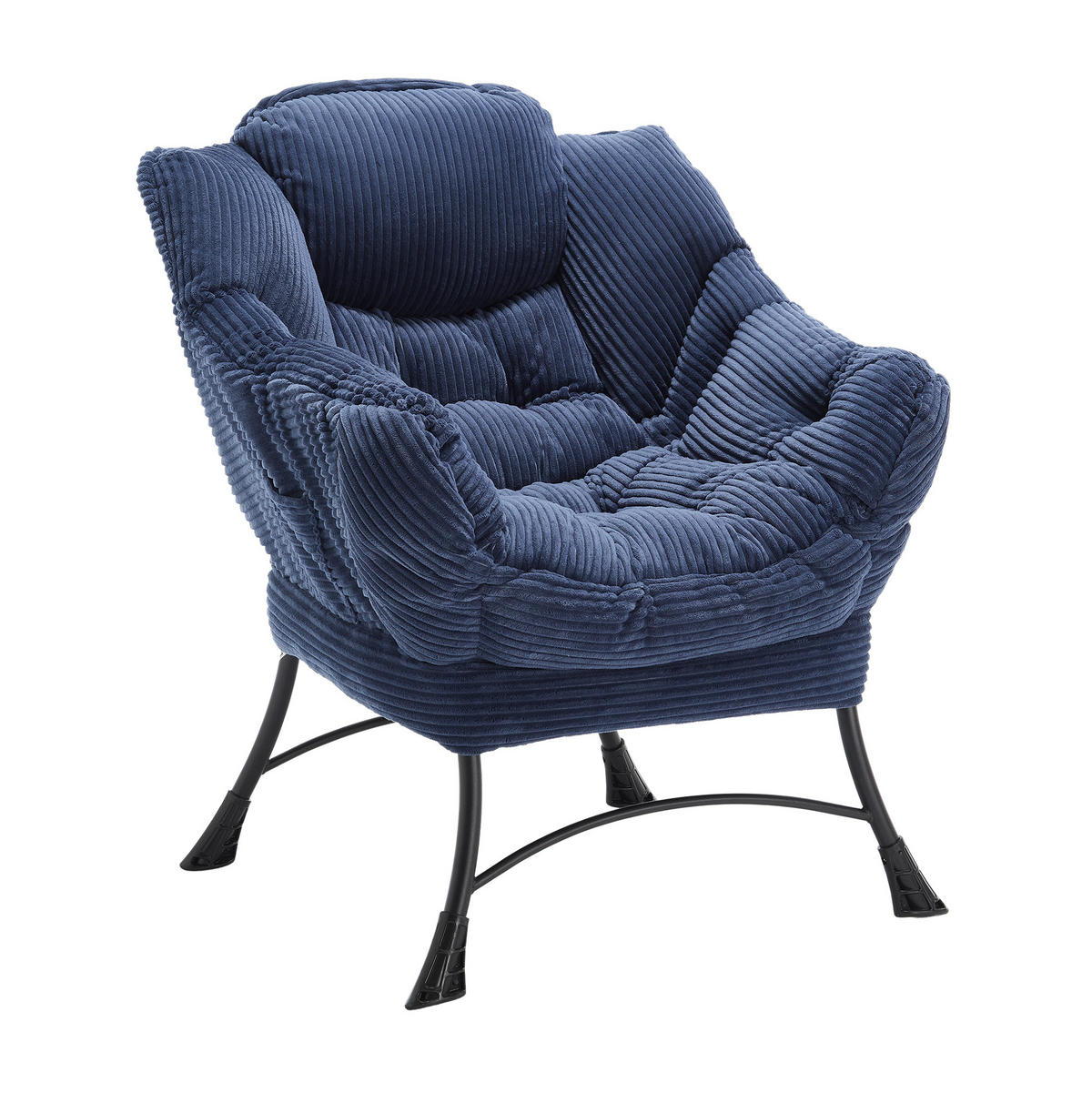 SESSEL 69.9/95/64 cm Navy Blue aus Stahl mit Hocker - Dunkelblau, Textil (69.9/95/64cm) - OKMYHOME