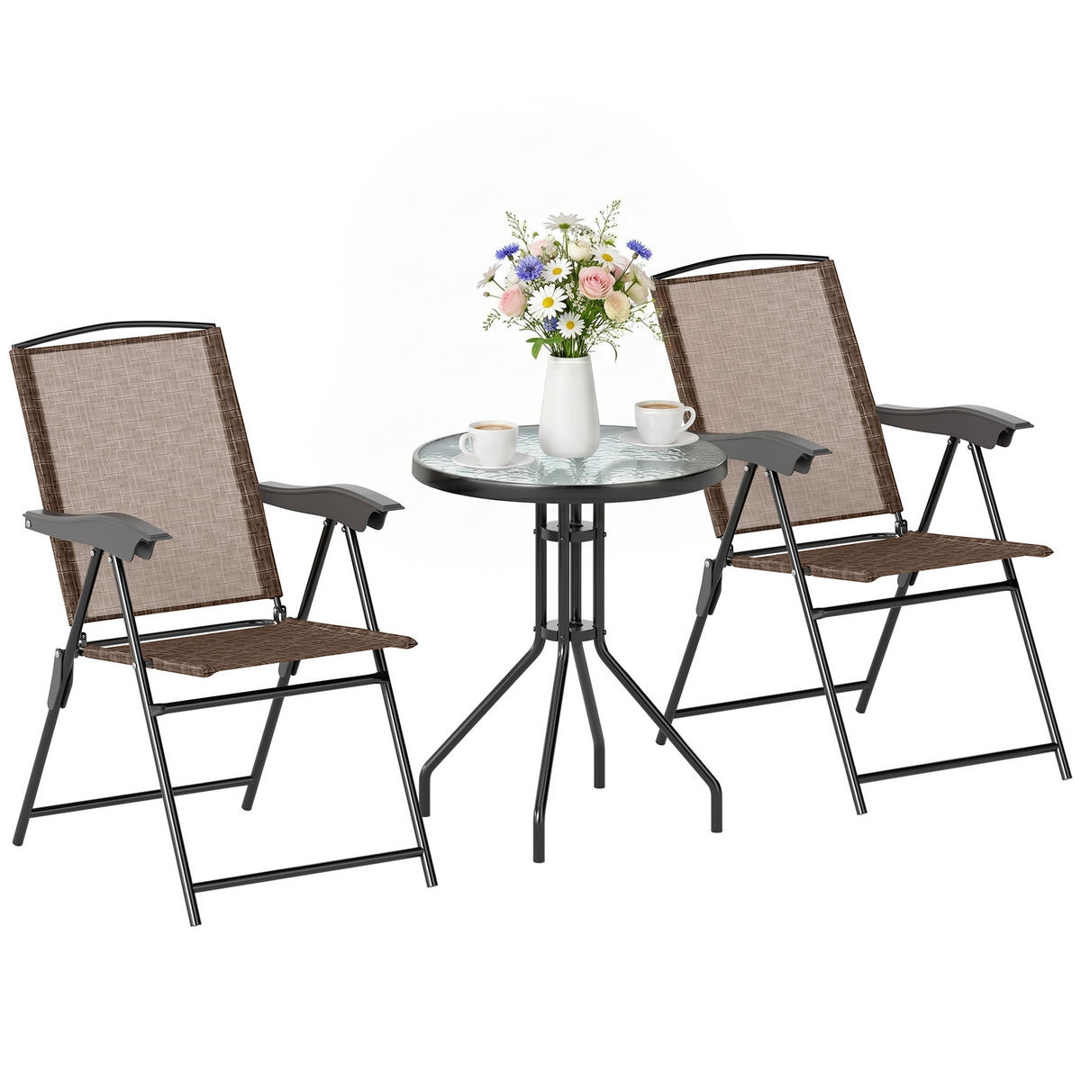 GARTEN-BEISTELLTISCHSET Braun 3 Stück - Braun, Kunststoff (60/60/70cm) - GiPP