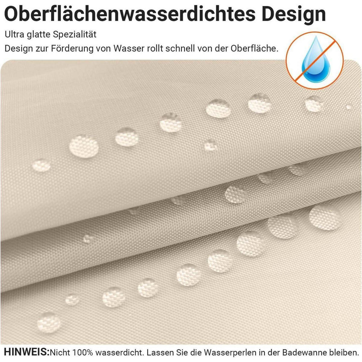 DUSCHVORHANG Beige 150 x 190 cm mit beschwertem Saum - Beige, Textil (150/190cm)
