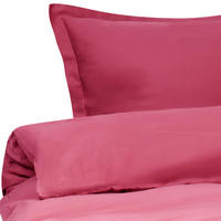 BETTWÄSCHE-SET 150/200 cm Baumwollsatin Burgunderrot Parkrose - Dunkelrot, Textil (150/200cm) - Beliani