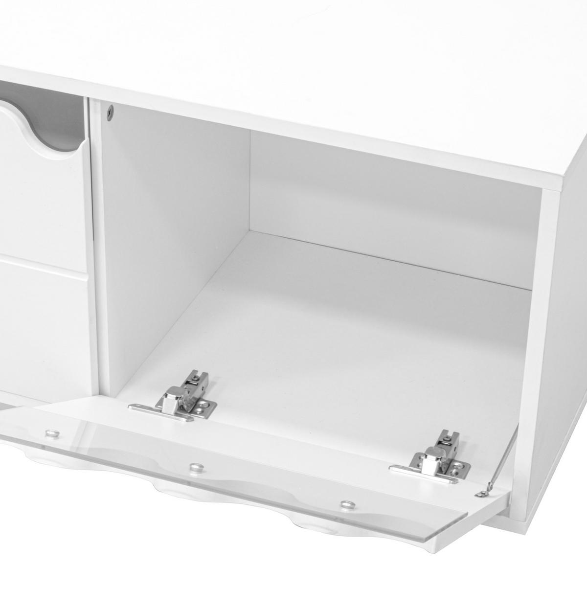 TV-LOWBOARD 170/40/45 cm mit 4 Türen und Glaselementen in Weiß - Weiß, Holzwerkstoff (170/40/45cm) - BEAOK