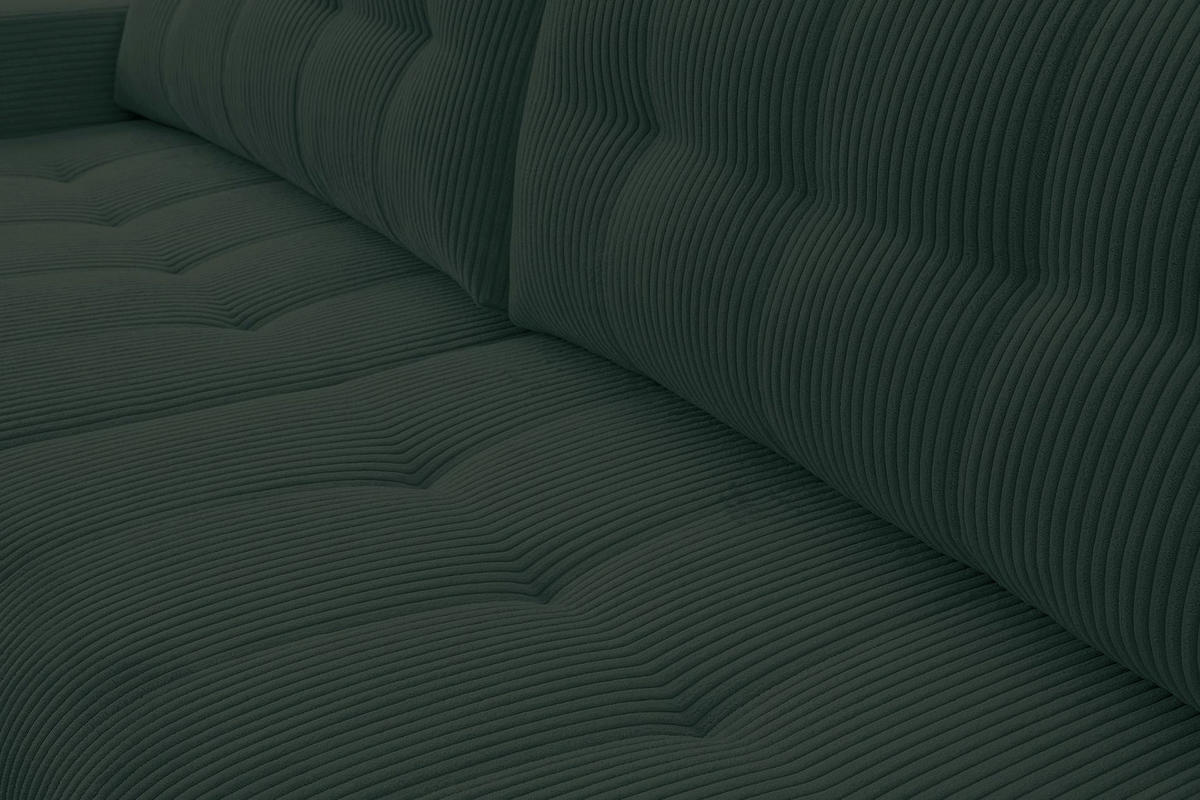 ECKSOFA Maillo Dunkelgrün Cord - Dunkelgrün/Schwarz, Kunststoff/Textil (245/143cm) - Selsey