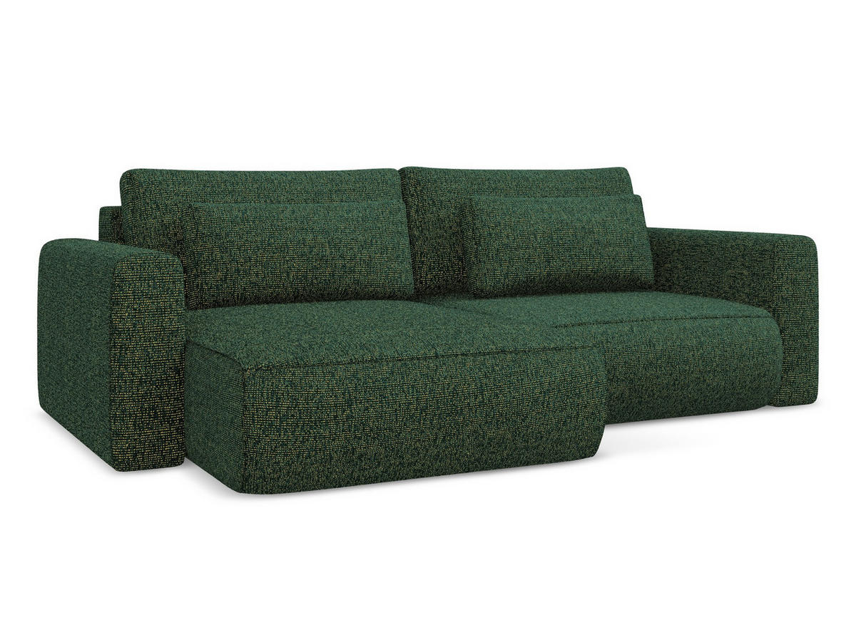 ECKSOFA mit Schlaffunktion Strukturstoff Stoff Grün - Schwarz/Grün, Kunststoff/Textil (149/240cm) - Makamii