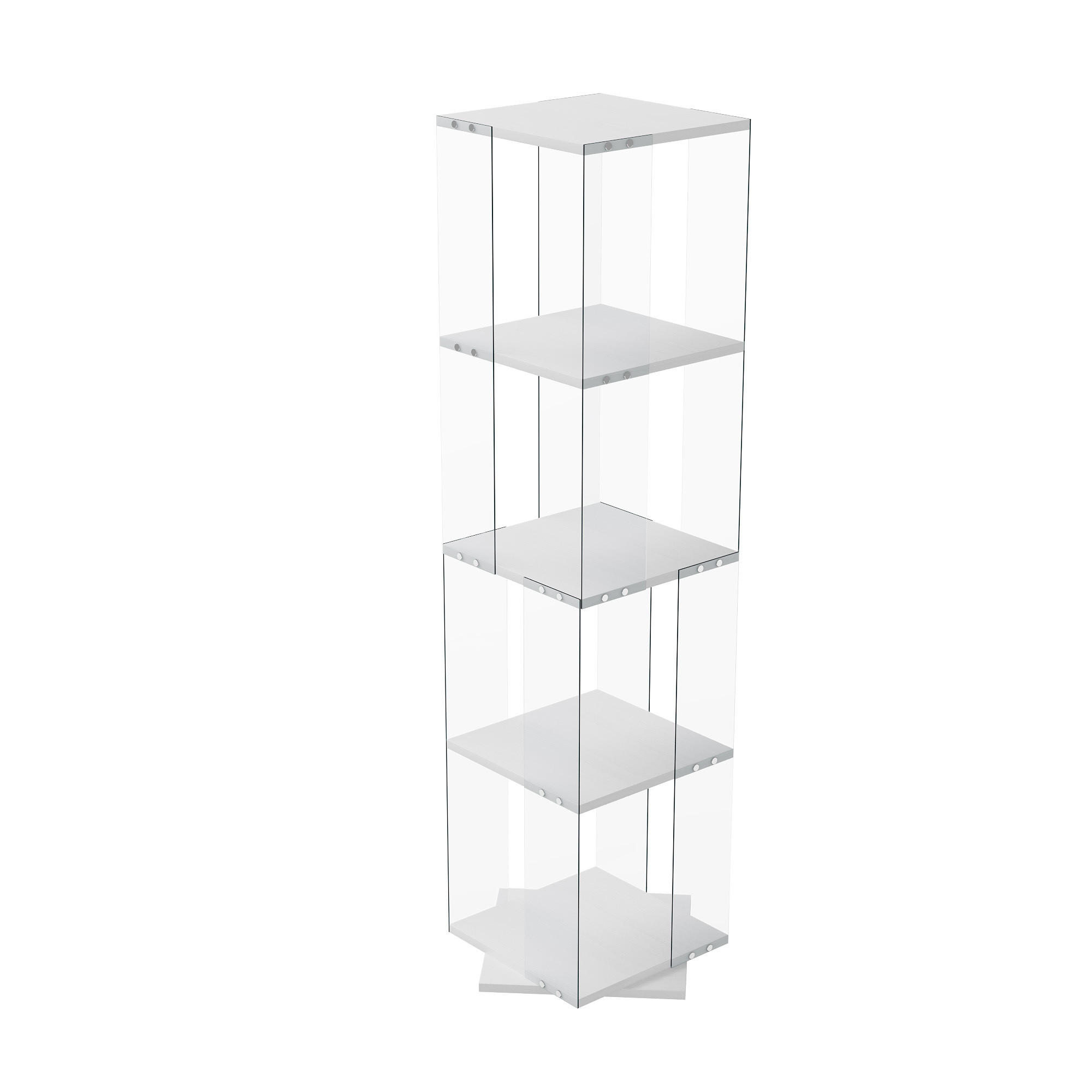 GLASVITRINE mit 4 Einlegeböden, 360-Grad-Drehbasis, Berührungs-LED, in Weiß - Weiß, Glas (38/160/38cm) - BRILVERDE