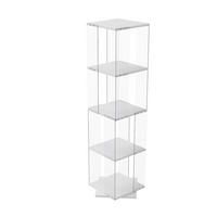 GLASVITRINE mit 4 Einlegeböden, 360-Grad-Drehbasis, Berührungs-LED, in Weiß - Weiß, Glas (38/160/38cm) - BRILVERDE