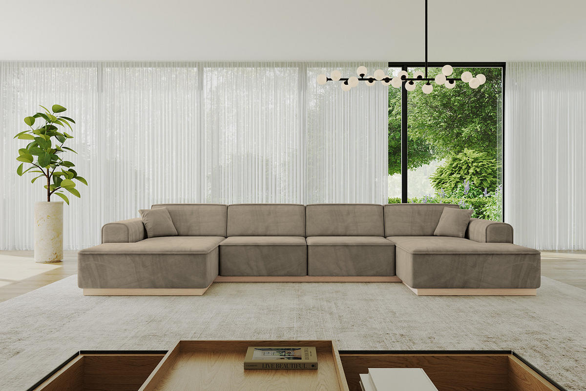 WOHNLANDSCHAFT IREA-U2 - 388x171x83 cm Braun - Braun, Holzwerkstoff/Textil (388/83/171cm) - ALTDECOR