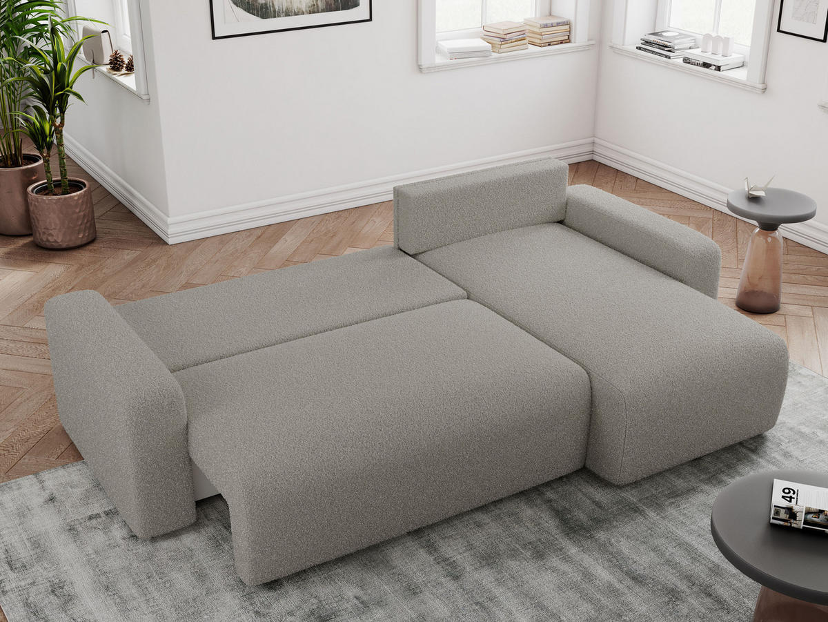 ECKSOFA ARGOS Grau Boucle - Schwarz/Grau, Kunststoff/Textil (245/150cm) - MKS