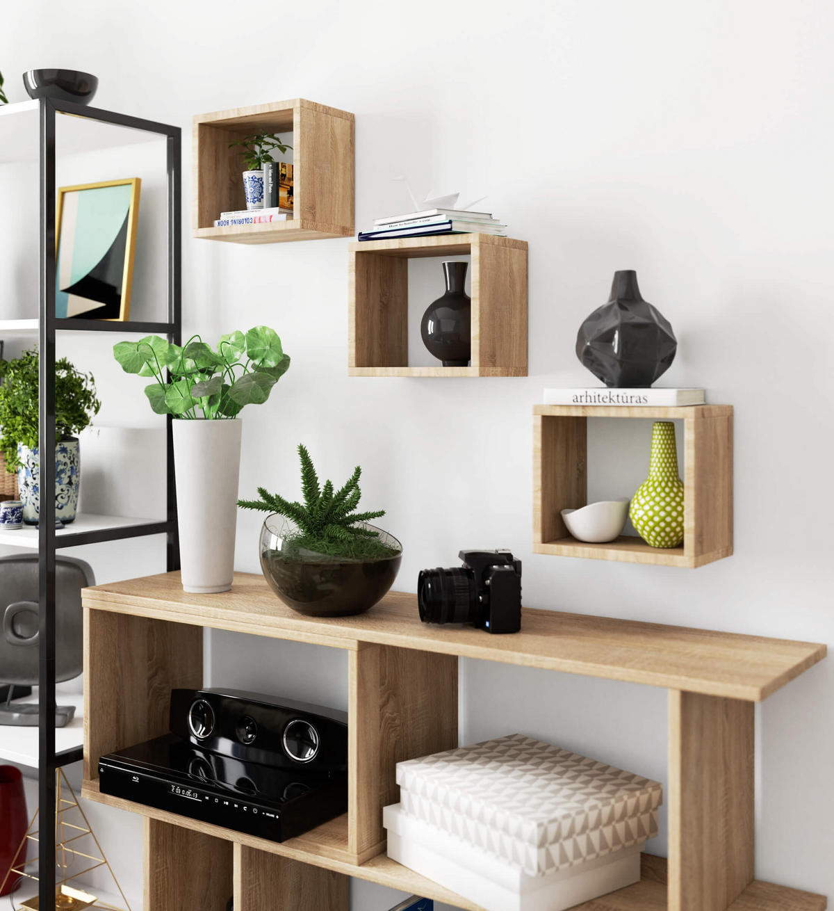 WANDREGAL Eiche Sonoma 25/25/15 - Sonoma Eiche, Holzwerkstoff (25/25/15cm) - RAUMHIRSCH FURNITURE