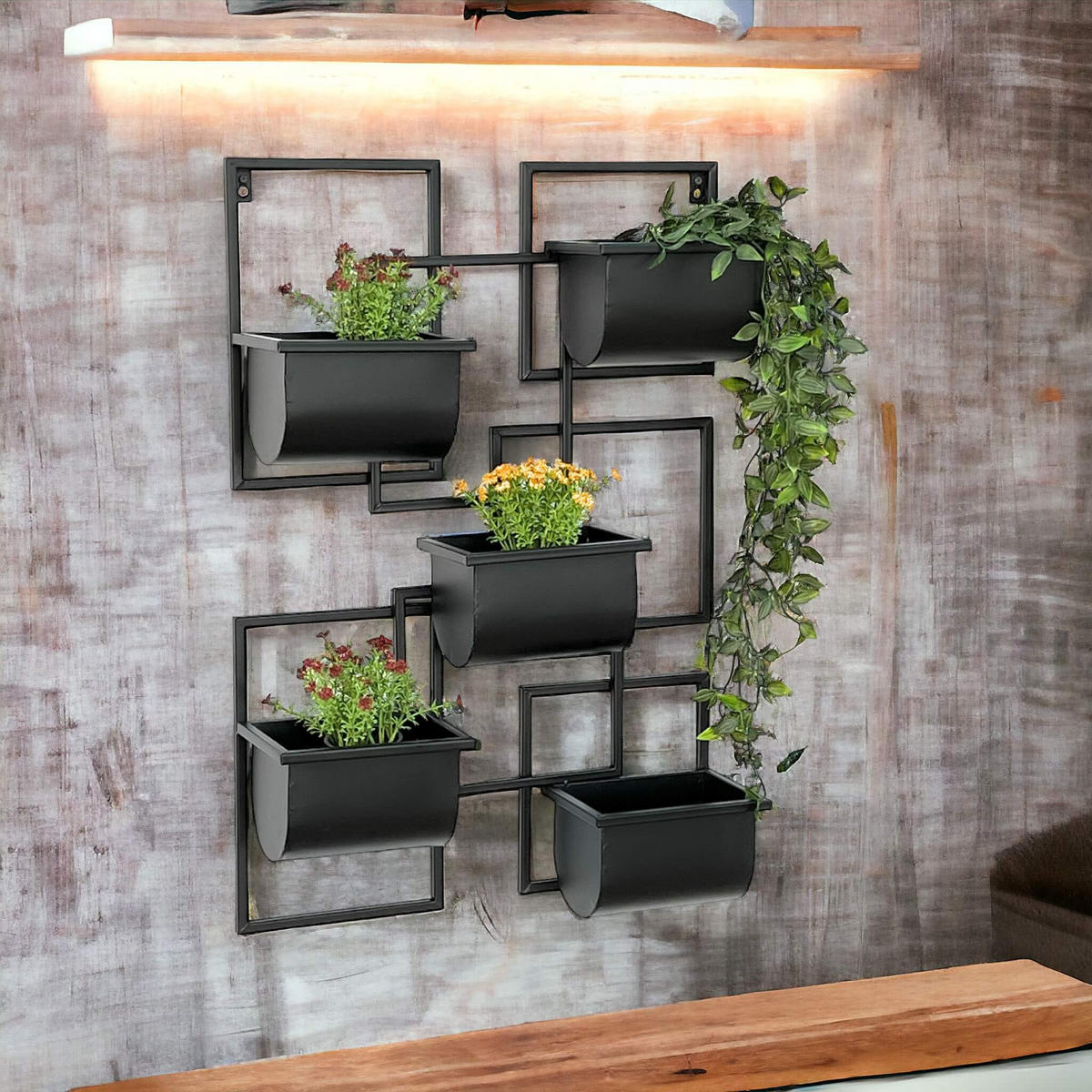 KRÄUTERREGAL Wand Metall Schwarz 48/13/70 cm - Schwarz, Metall (48/70/13cm) - DanDiBo