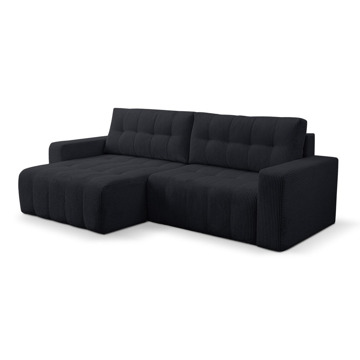 ECKSOFA Maillo Dunkelgrau Cord - Dunkelgrau/Schwarz, Kunststoff/Textil (245/143cm) - Selsey