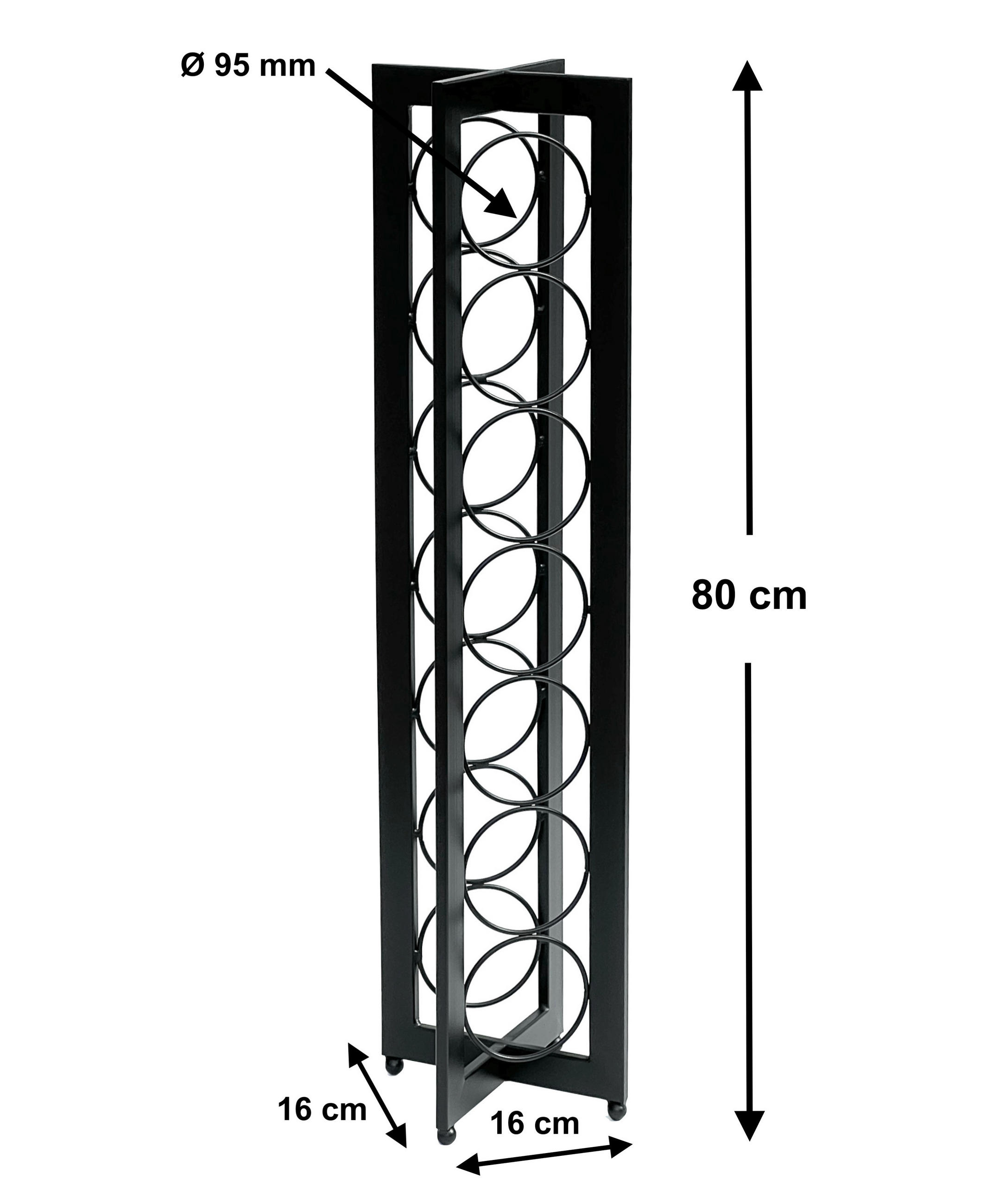 WEINREGAL X Metall Schwarz Stehend 80 cm 96323 - Schwarz, Metall (16/80/16cm) - DanDiBo