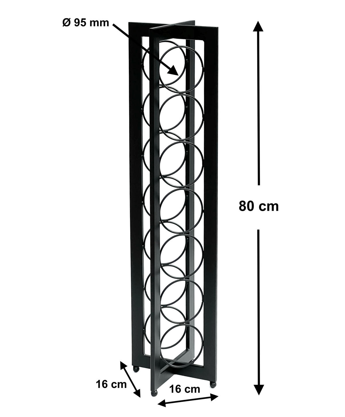 WEINREGAL X Metall Schwarz Stehend 80 cm 96323 - Schwarz, Metall (16/80/16cm) - DanDiBo