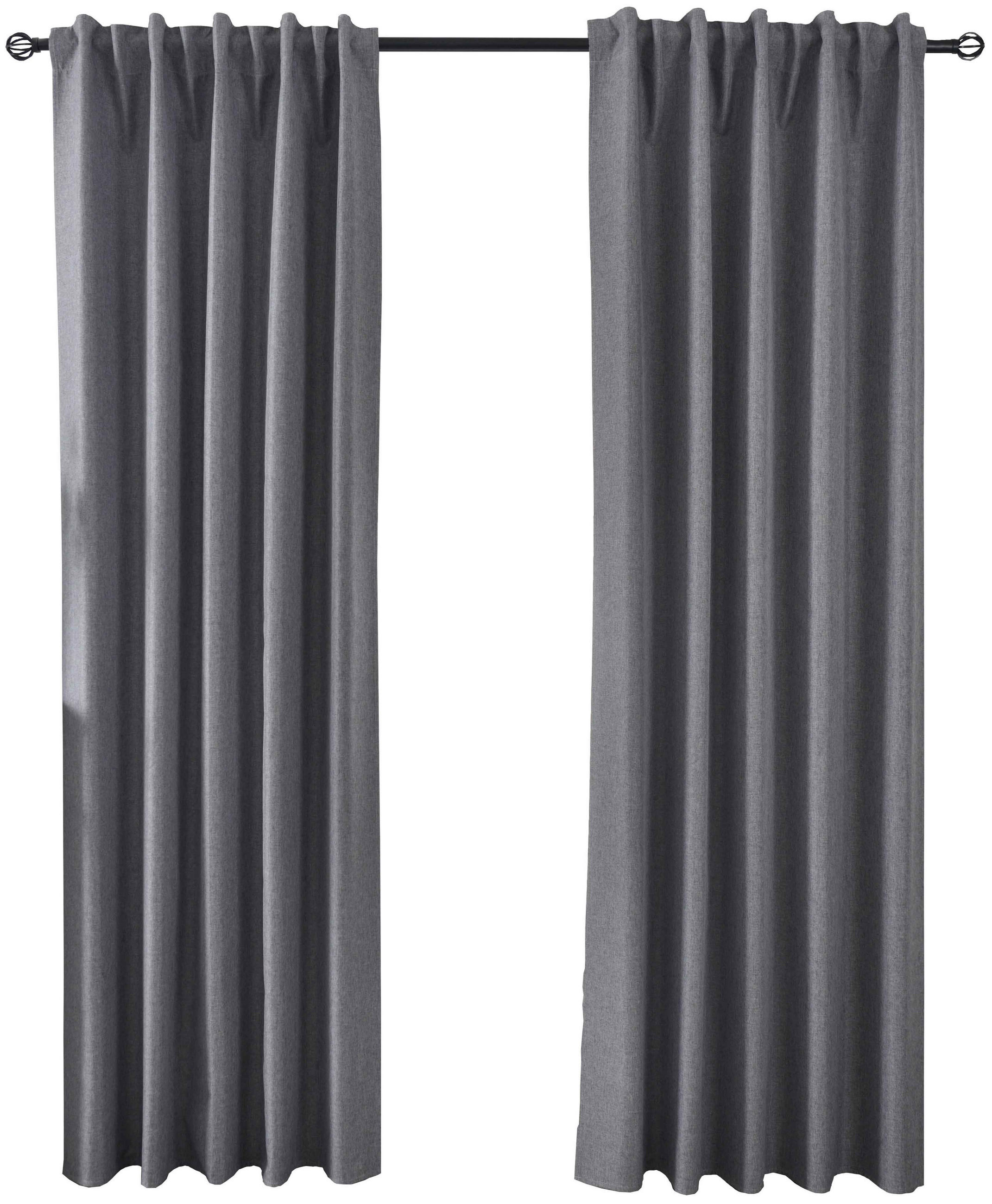 VORHANG 2ER SET BOSTON DARK HxB 245x140 cm Dunkelgrau - Dunkelgrau, Textil (140/245cm) - Gardinenbox