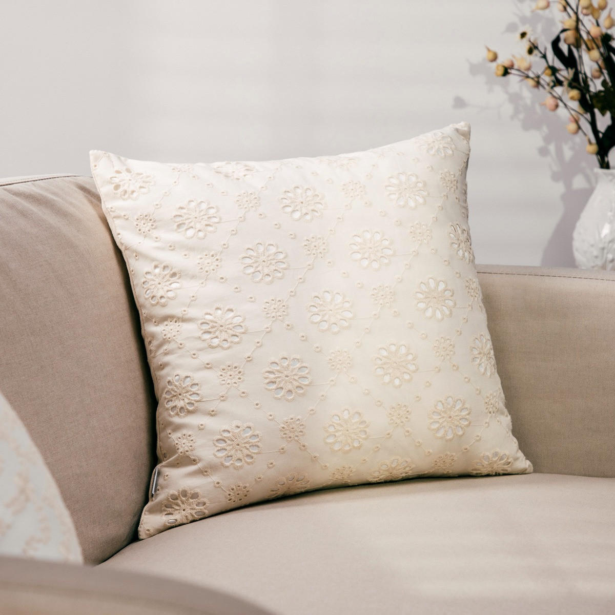 KOPFKISSENBEZUG Faris ecru 45/45 cm - Ecru, Textil (45/45cm) - Homla