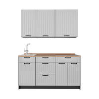 SINGLEKÜCHE Fame-Line, Weiß Landhaus/Anthrazit, 150 cm, AP Eiche - Anthrazit/Weiß, Holzwerkstoff (150/82/60cm) - Vicco